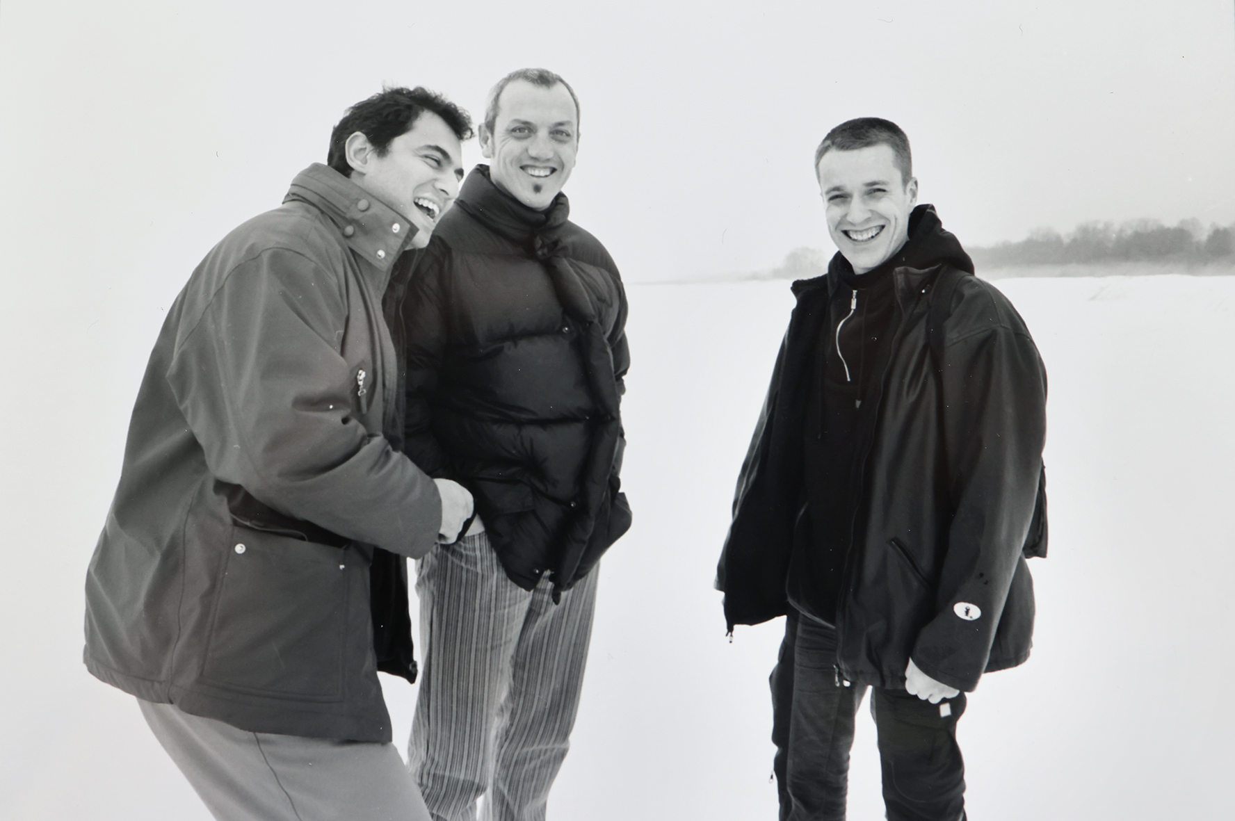 Le trio de François Corneloup au lac Peïpous en mars 1999